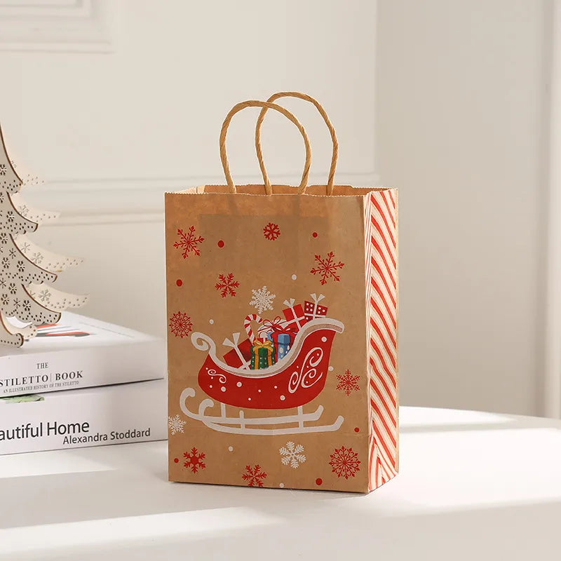 Christmas Cute Christmas Hat Christmas Tree Elk Kraft Paper Daily Gift Bags
