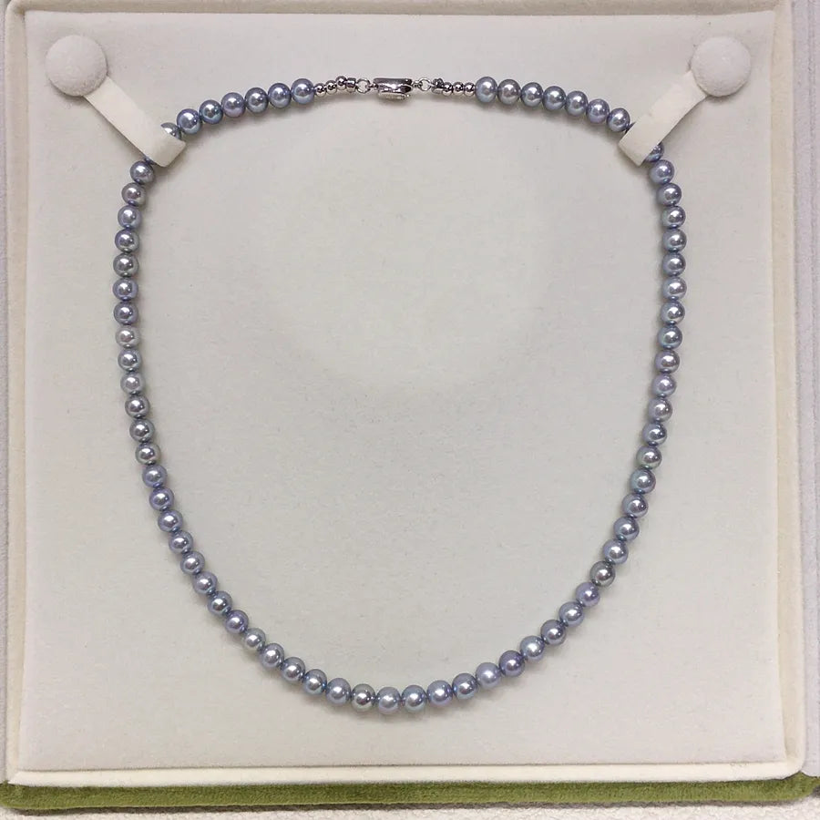 Zhuji Natural Freshwater Pearl Necklace 5-6mm Aurora Tiannv Freshwater AK Almost Round S925 Sterling Silver Buckle