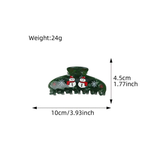 Christmas Cartoon Gingerbread Man Shark Hair Clip Women's Fashionable Festive Acrylic Hair Accessories Ice Crystal Flower Pattern