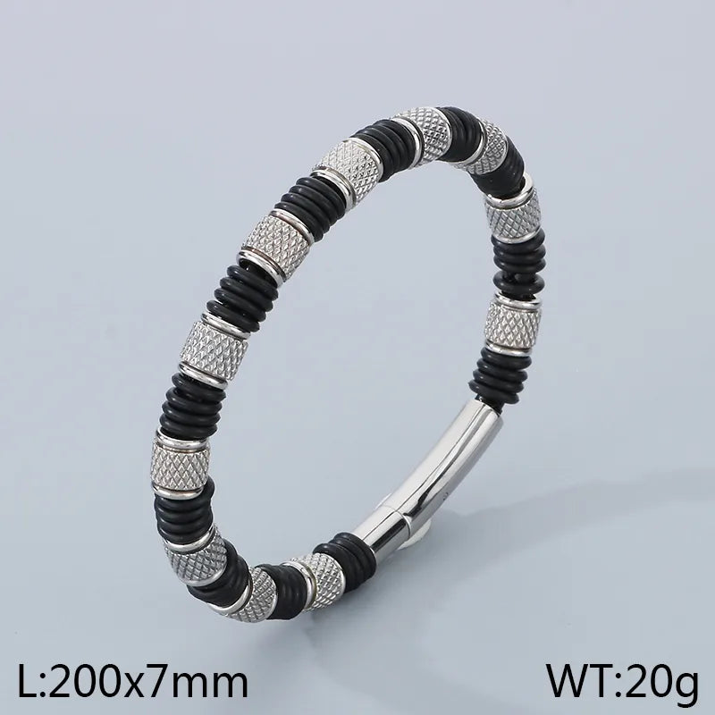 Business Simple Style Geometric 304 Stainless Steel Microfiber Leather 18K Gold Plated Men's Bangle