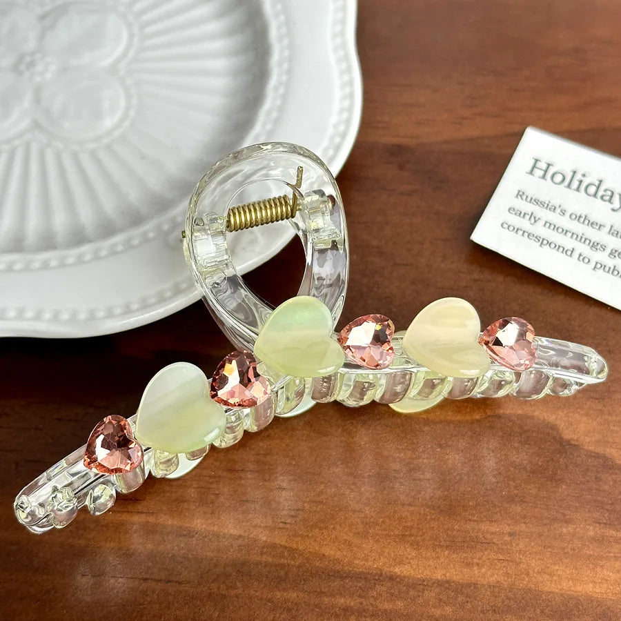 Sweet Heart Shark Clip Hair Accessories For Girls Basic Style Mixed Material Hairpins Versatile Back Of Head Hair Clips