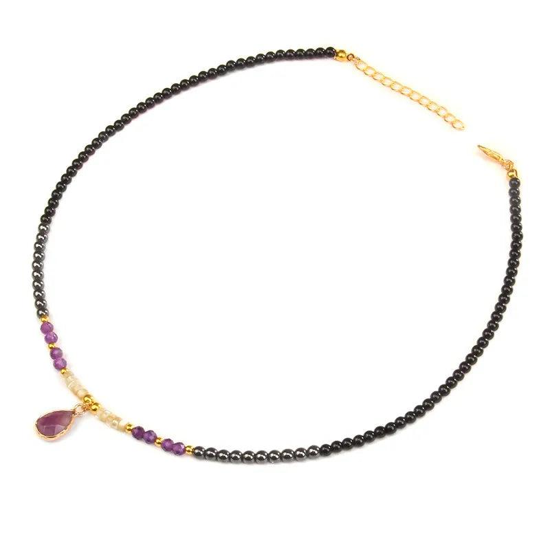 Elegant Geometric Alloy natural stone glass Pendant Necklace In Bulk