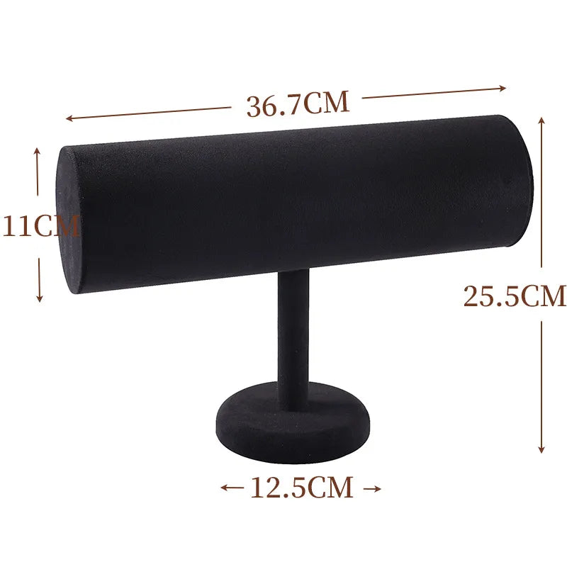 Velvet Jewelry Display Stand Headband Holder Fashion Accessory Showcase Elegant Wooden Cylinder Structure Portable Design