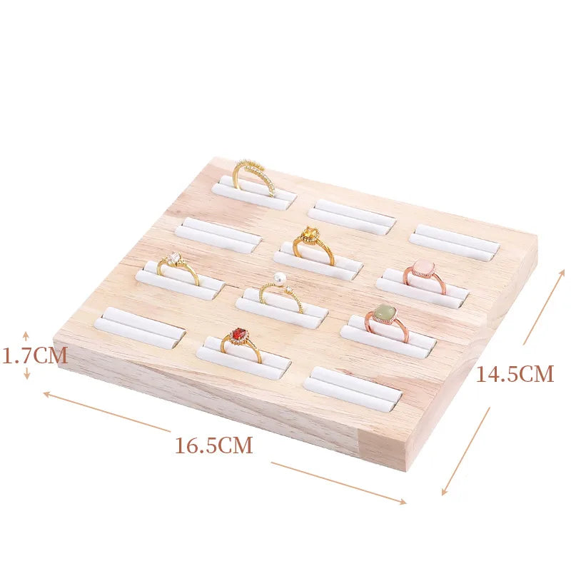 Elegant Wooden Jewelry Display Stand Ring Holder Multi-Functional Luxury Style Square Insert Plate Jewelry Accessory Showcase