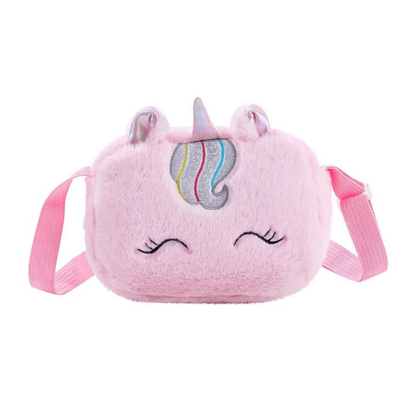 Children's Rainbow Plush Shoulder Bag Kindergarten Cute Crossbody Handbag Cartoon Girl Handbag