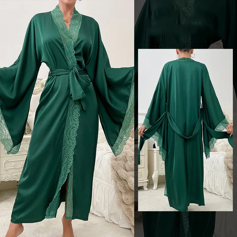 Indoor Home Daily Women's Luxurious Solid Color Ice silk Polyester Pajama Sets