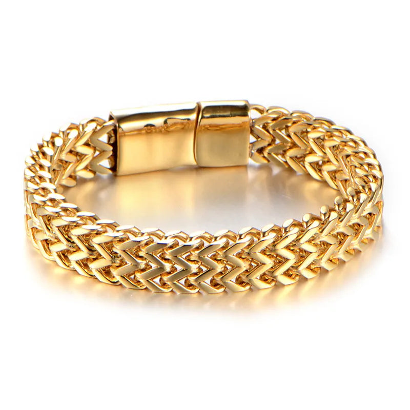 Classic Style Solid Color Stainless Steel 18K Gold Plated None Bracelets In Bulk