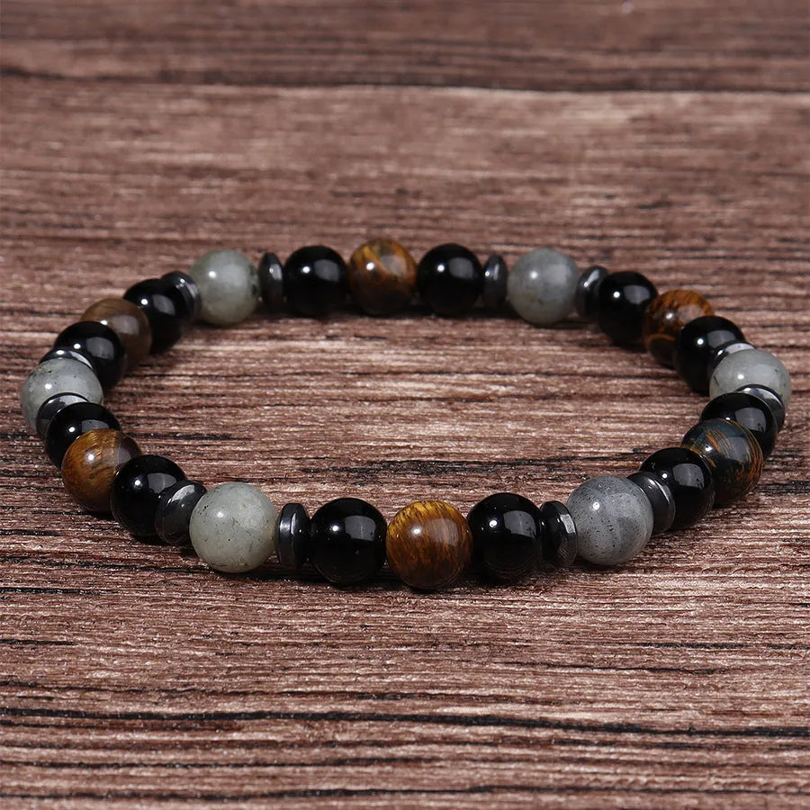 Popular Natural Stone Beaded Bracelet Yellow Tiger Eye Men's Retro Style Bracelet Yiwu Jewelry Wholesale