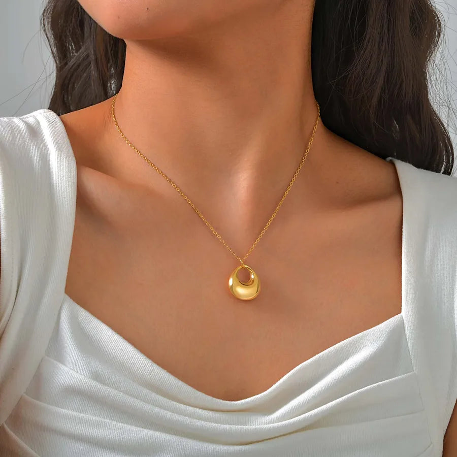 Wholesale Jewelry IG Style Casual Geometric 201 Stainless Steel 18K Gold Plated cable chain Pendant Necklace