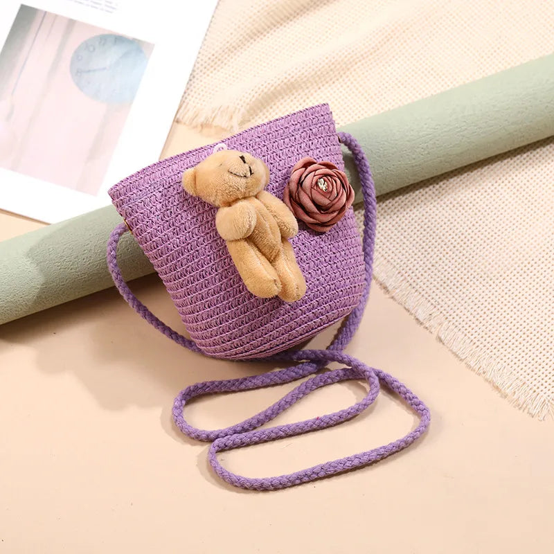 Straw Island Beach Woven Bag Women New Popular Bag Seaside Straw Bag Cute Kid's Messenger Bag