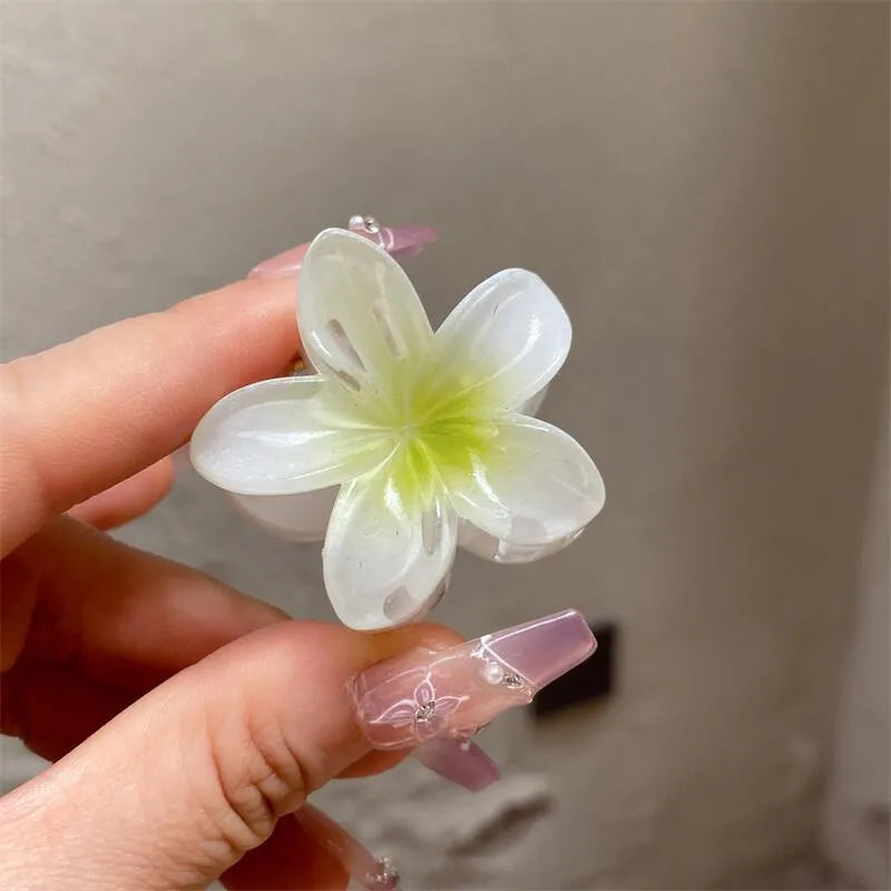 Plumeria Rubra Summer Sunflower Small Jaw Clip Female Cute Mori Style Broken Hair Bangs Side Hairpin Headdress Ins