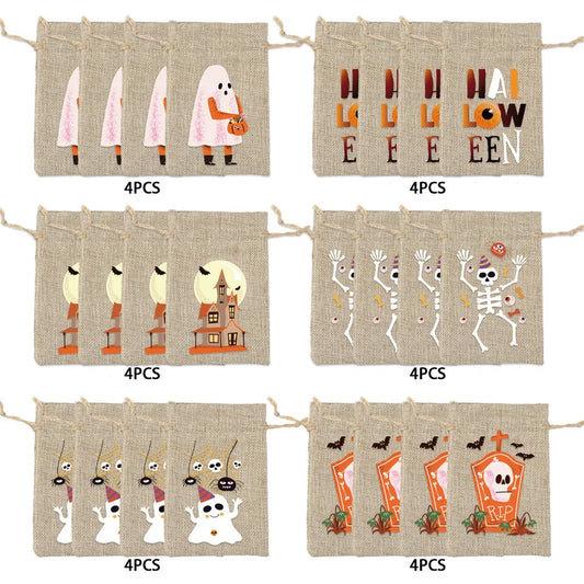 Halloween Linen Bag Easter Linen Bag Children Party Candy Storage Bag Festival Celebration Supplies Party Printing Material