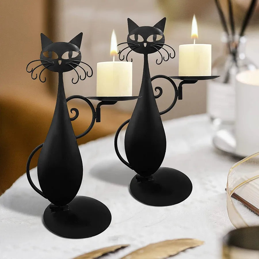 Basic Retro Cat Iron candlestick