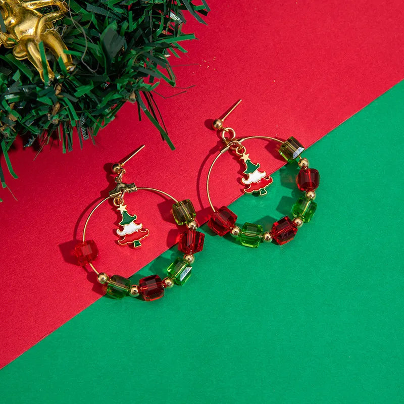 Christmas Bell Beads Colorful Minimalist Design Sensation Earrings Geometric Pattern Alloy Christmas Style For Women