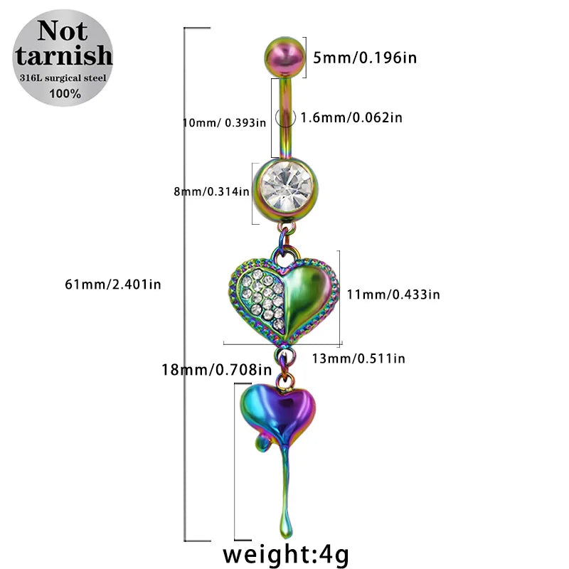 1 Piece Belly Rings Retro Funny Punk Star Heart Shape Butterfly 304 Stainless Steel 316 Stainless Steel Alloy Asymmetrical Hollow Out Inlay Resin Glass Gold Plated Silver Plated