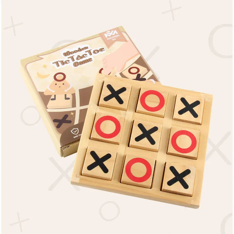 Educational Wooden XOXO Checkers Game For Kids Fun Interactive Dual Player Challenge Kindergarten Tabletop Toy Logical Thinking