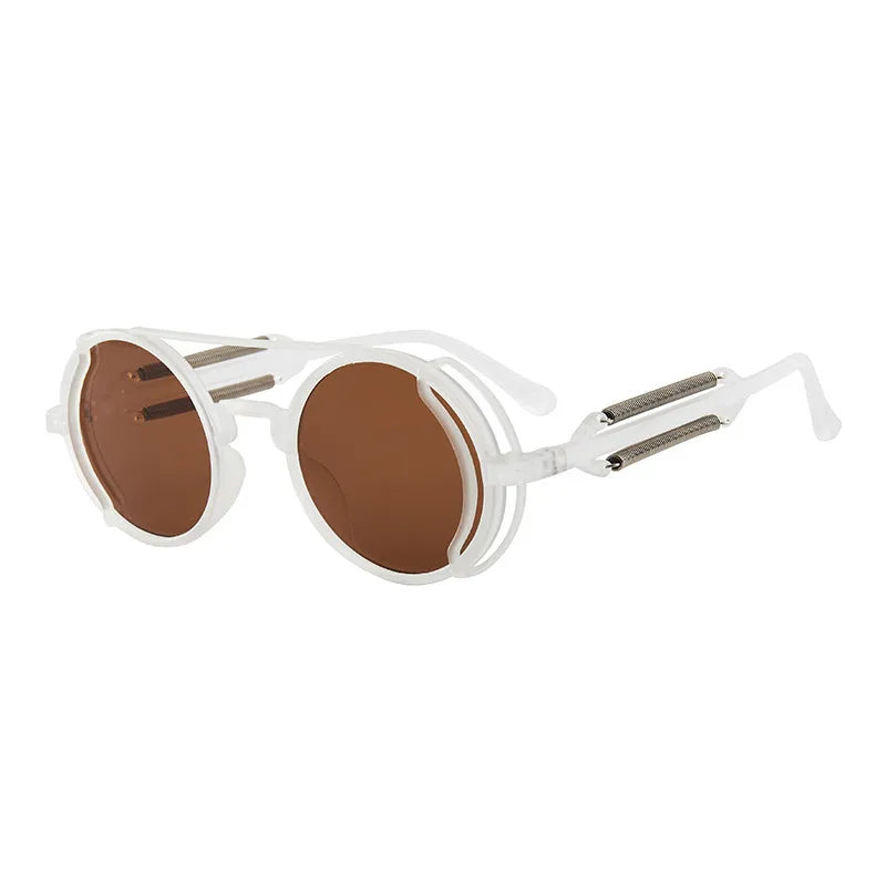 classic style solid color ac round frame full frame men's sunglasses