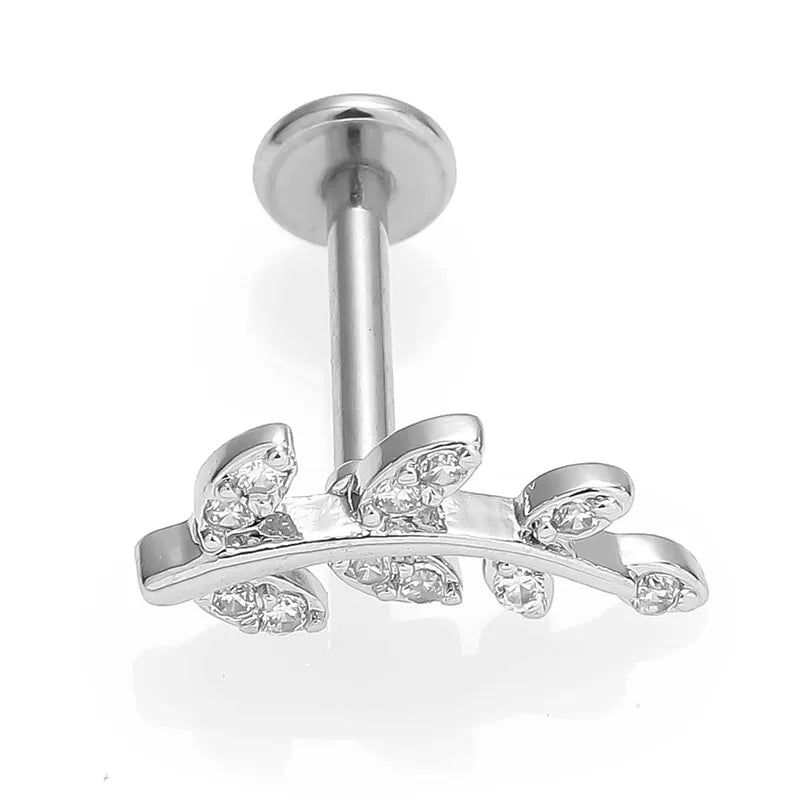 1 Piece Lip Rings Simple Style Commute Leaves Heart Shape Flower 316L Stainless Steel Inlay Zircon 18K Gold Plated Ear Cartilage Rings & Studs