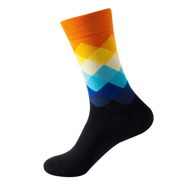 Men's Casual Color Block Lingge Cotton Jacquard Ankle Socks A Pair