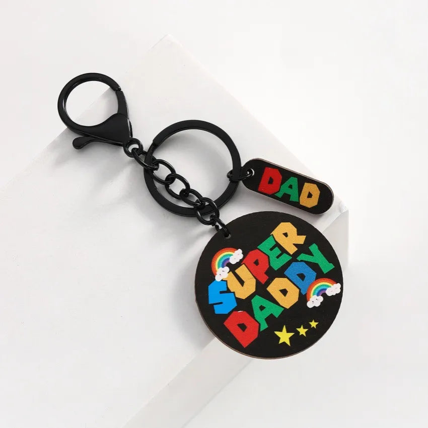 Cute Letter Rainbow Wood Mother'S Day Father'S Day Unisex Keychain