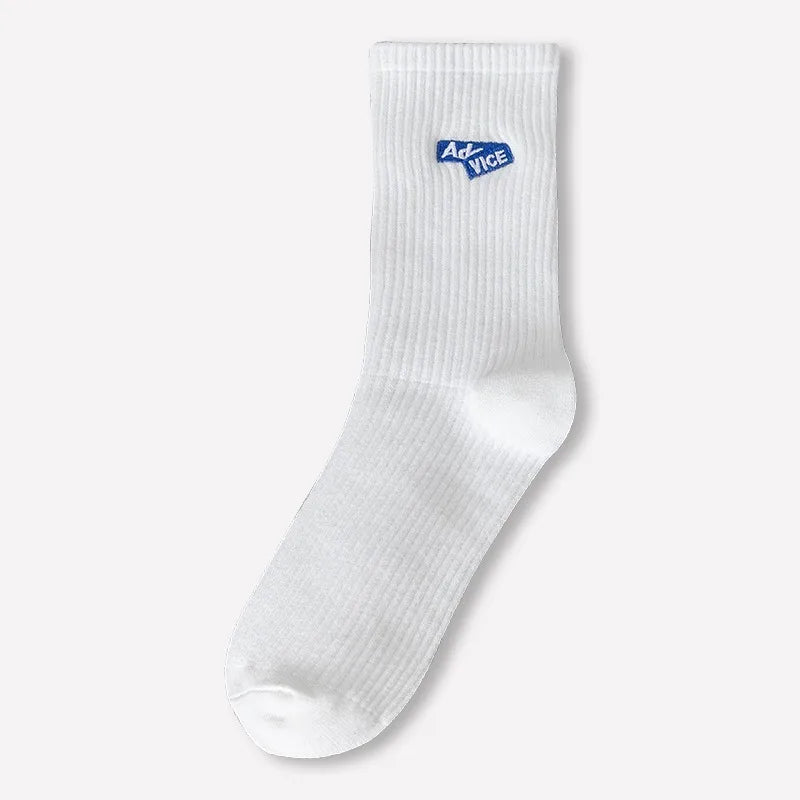 men's sports solid color cotton crew socks a pair