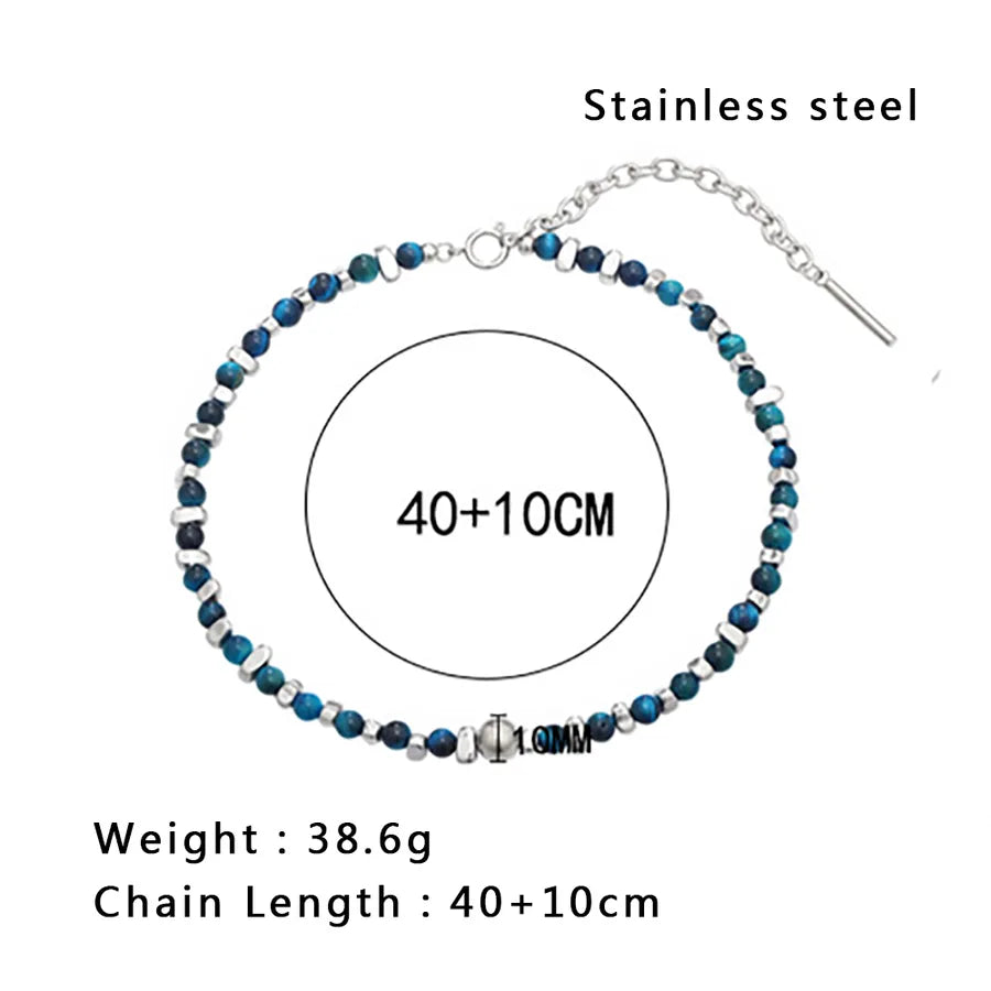 Modern Style Classic Style Geometric 304 Stainless Steel natural stone 18K Gold Plated Necklace In Bulk
