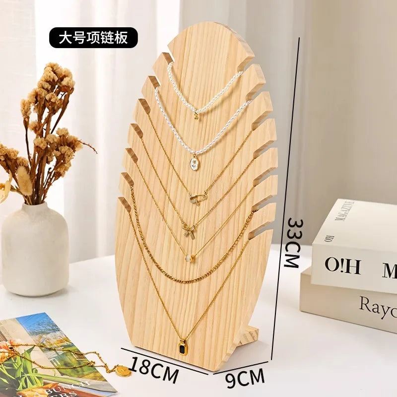 Premium Solid Wood Jewelry Display Stand Pendant Bracelet Vertical Detachable Accessory Board Gemstone Fashion Artistic Props
