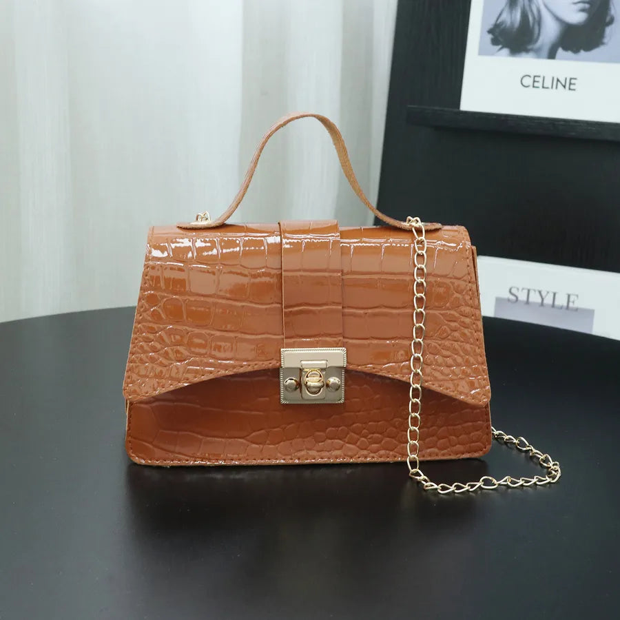 Classic Hot-Selling Women's Bags New Foreign Trade Wholesale Simple Alligator Print Handbag Girls' Bags Chain Bag