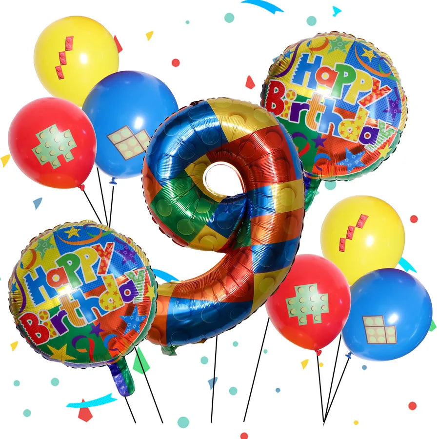 9-Piece Birthday Balloon Set Aluminium Foil