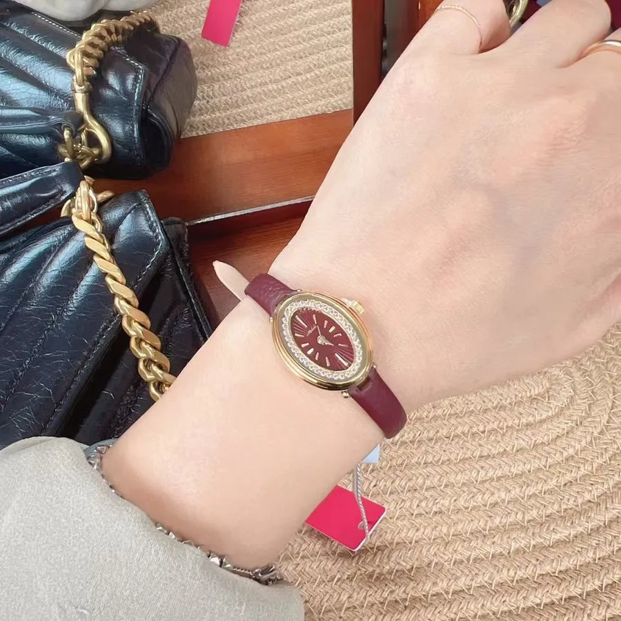 Elegant Solid Color Buckle Quartz Watch Women's Watches