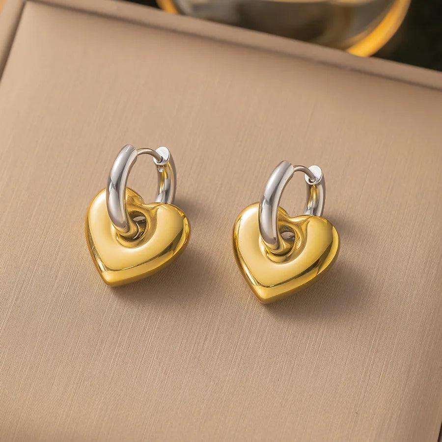 1 Pair IG Style Elegant Vintage Style Heart Shape Flower Butterfly 304 Stainless Steel Drop Earrings Ear Studs