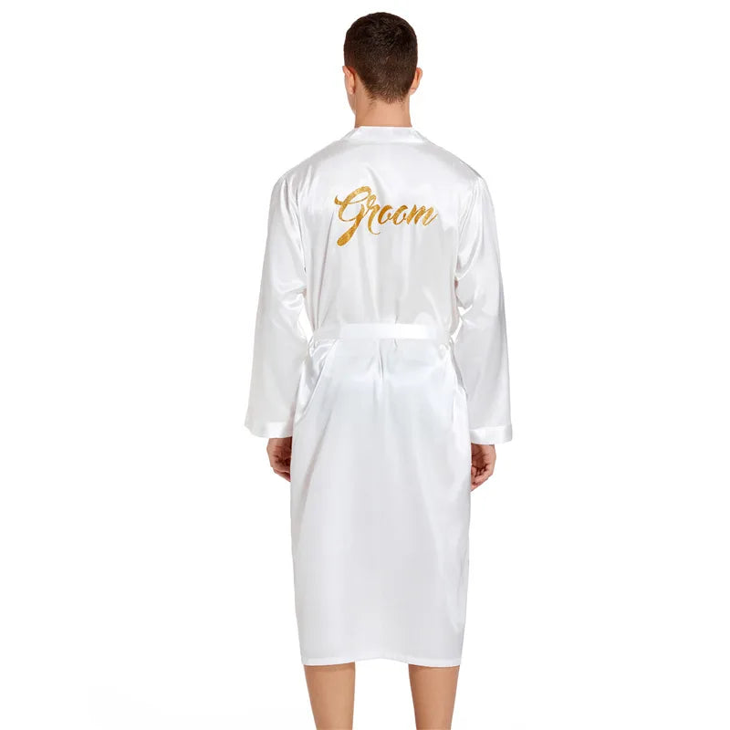 Men's back gilding Groom Groom wedding morning gown Spring and Autumn long cardigan home nightgown