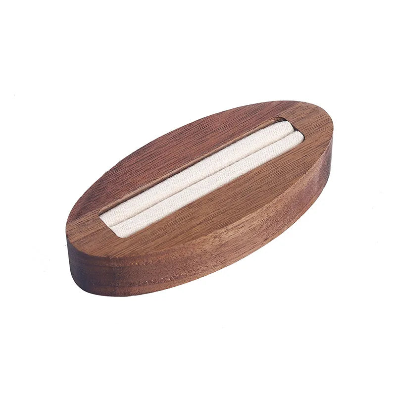 simple style oval solid wood flannel jewelry display