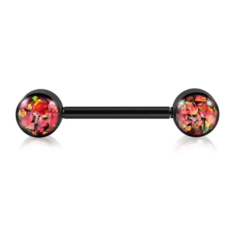 1 Piece Nipple Rings & Studs Sexy Double Head 304 Stainless Steel Opal Plating Opal 18K Gold Plated
