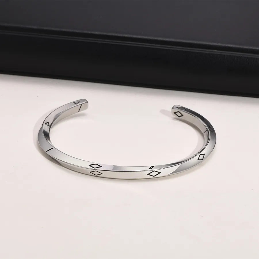 Simple Style Solid Color 304 Stainless Steel Bangle In Bulk