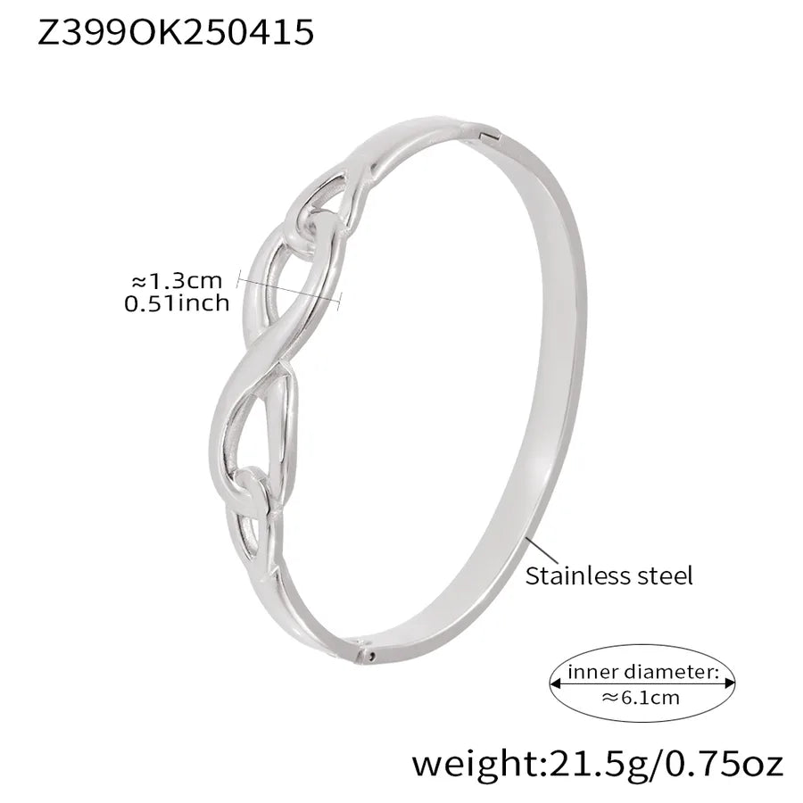 Hip-Hop Luxurious Punk Infinity 304 Stainless Steel 18K Gold Plated Bangle In Bulk