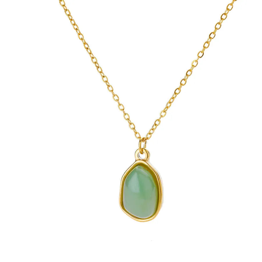 Wholesale Jewelry Casual Simple Style Geometric natural stone Titanium Steel Plating Pendant Necklace