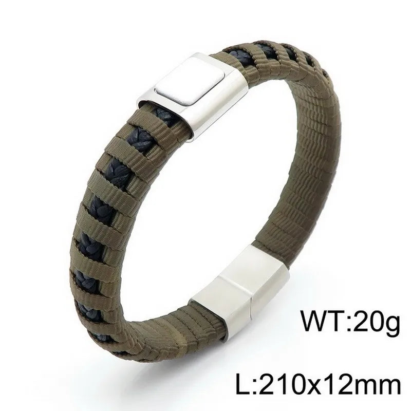 Casual Simple Style Geometric Cowhide Titanium Steel Plating Men's Bracelets