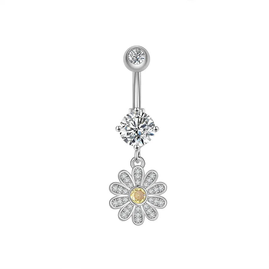 fashion flower bee stainless steel plating artificial gemstones belly ring