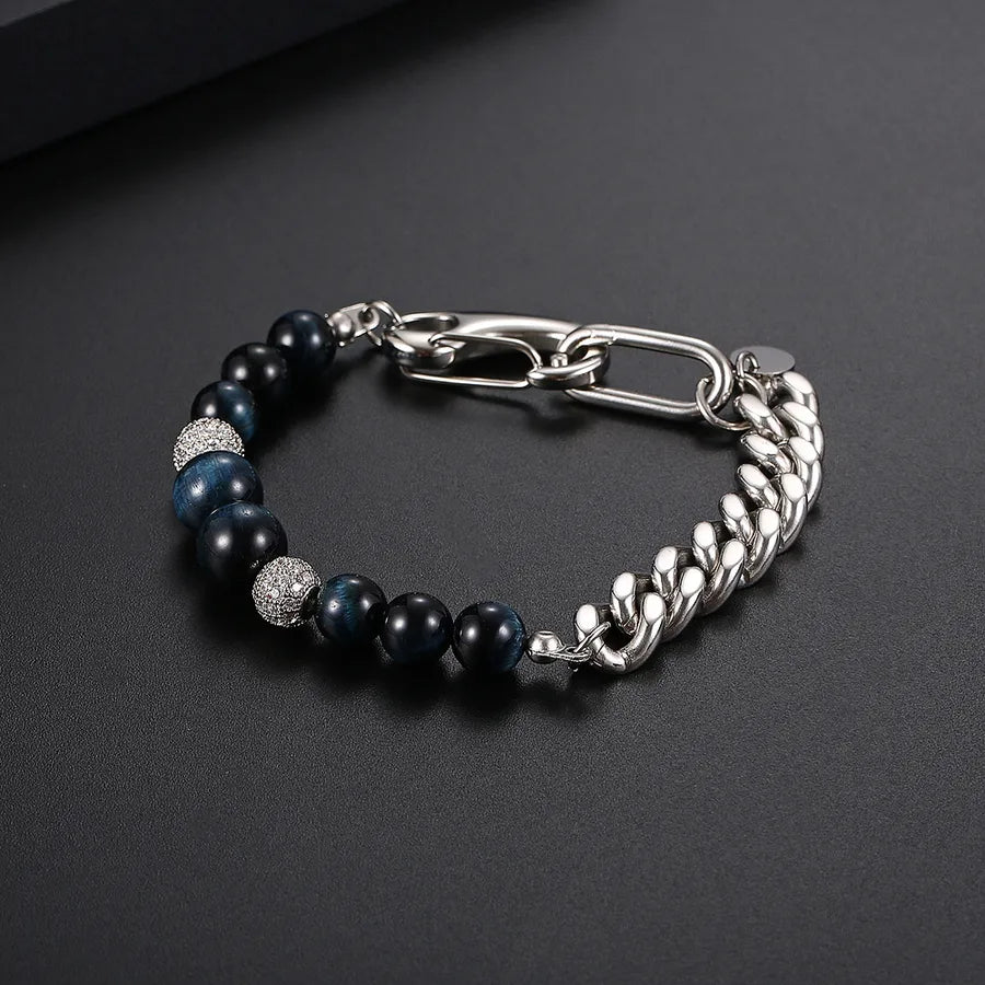 Hip-Hop Color Block 304 Stainless Steel Chain 18K Gold Plated Men's Bracelets