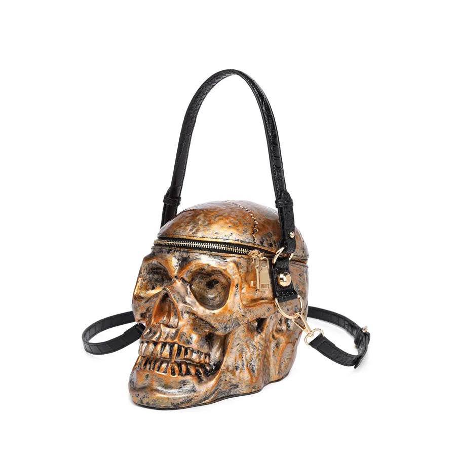 Halloween Unisex Medium Silica Gel Skull Vintage Style Round Zipper Handbag