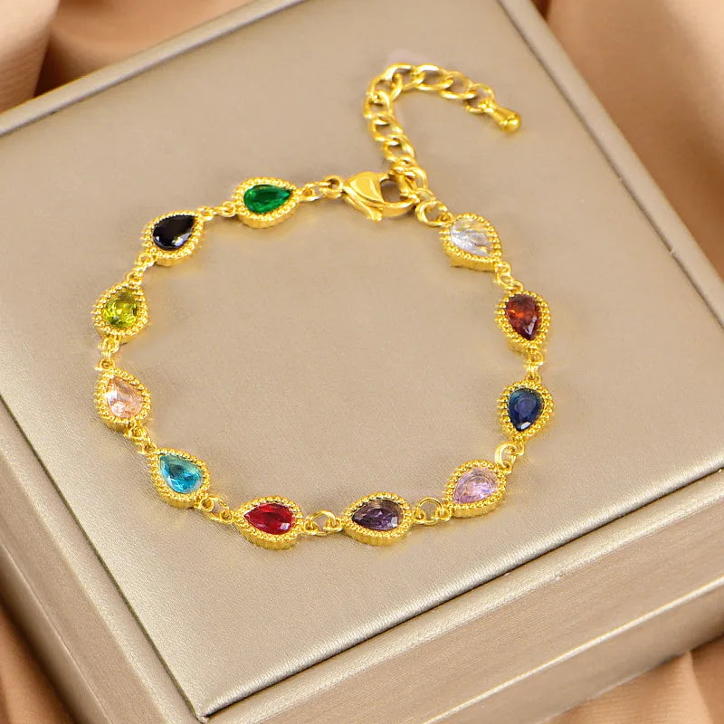 Elegant Simple Style Geometric 304 Stainless Steel 18K Gold Plated cable chain Bracelets In Bulk