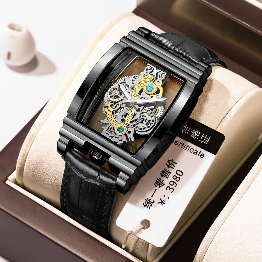 business geometric mesh belt quartz men's watches