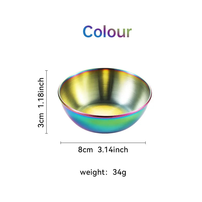 Large Stainless Steel Plate Golden Sauce Seasoning Plate 8-piece Set Household Restaurant Soy Sauce Plate 4-piece Set Dipping Sauce Plate