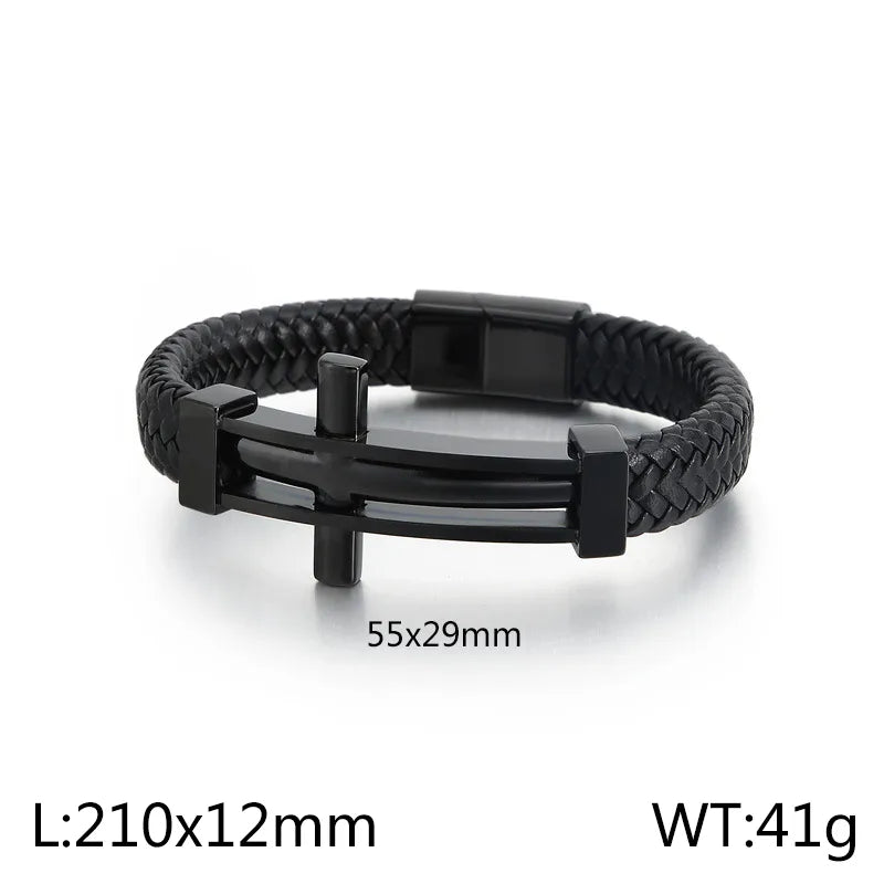 hip-hop punk cross titanium steel plating men's bangle