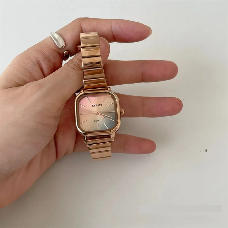 Casual Elegant Luxurious Square Rectangle Single Folding Buckle Quartz Watch