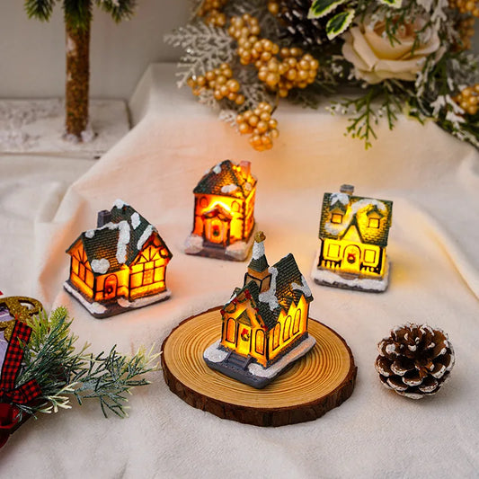 Christmas Vintage Style House Resin Daily Festival Ornaments