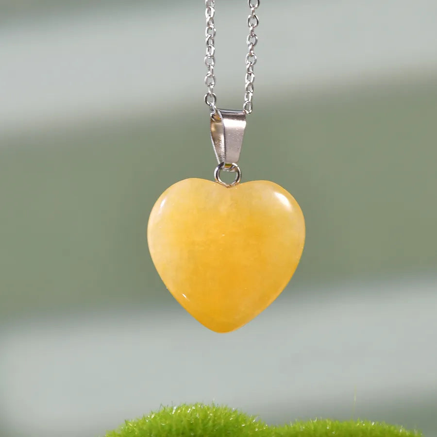 Simple Style Heart Shape natural stone Twisted Rope Chain Pendant Necklace In Bulk