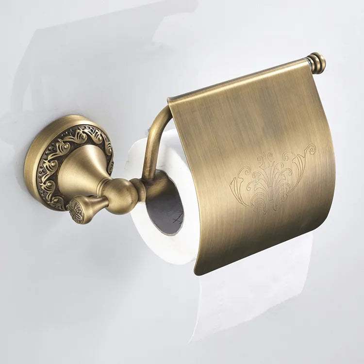 Bathroom copper material hardware pendant European retro tissue box roll paper holder toilet paper box toilet tissue holder