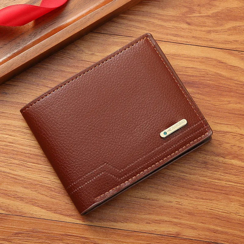 Men's Solid Color Pu Leather Open Small Wallets